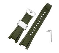 TVKSIPAR Cinturino Di Ricambio In Gomma Morbida For Casio, Adatto For G-SHOCK GST-B100/S300/410/210/W110/W100/S110/S100, Cinturino In Silicone Da Uomo, 26 * 14 Mm(Army green-silver B)