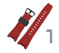 TVKSIPAR Cinturino Di Ricambio In Gomma Morbida For Casio, Adatto For G-SHOCK GST-B100/S300/410/210/W110/W100/S110/S100, Cinturino In Silicone Da Uomo, 26 * 14 Mm(Red-black B)