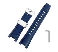 TVKSIPAR Cinturino Di Ricambio In Gomma Morbida For Casio, Adatto For G-SHOCK GST-B100/S300/410/210/W110/W100/S110/S100, Cinturino In Silicone Da Uomo, 26 * 14 Mm(Blue-silver B)