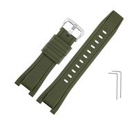 TVKSIPAR Cinturino Di Ricambio In Gomma Morbida For Casio, Adatto For G-SHOCK GST-B100/S300/410/210/W110/W100/S110/S100, Cinturino In Silicone Da Uomo, 26 * 14 Mm(Army green-silver A)