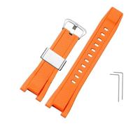 TVKSIPAR Cinturino Di Ricambio In Gomma Morbida For Casio, Adatto For G-SHOCK GST-B100/S300/410/210/W110/W100/S110/S100, Cinturino In Silicone Da Uomo, 26 * 14 Mm(Orange-silver B)