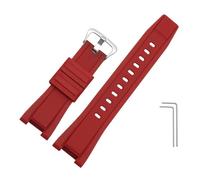 TVKSIPAR Cinturino Di Ricambio In Gomma Morbida For Casio, Adatto For G-SHOCK GST-B100/S300/410/210/W110/W100/S110/S100, Cinturino In Silicone Da Uomo, 26 * 14 Mm(Red-silver A)