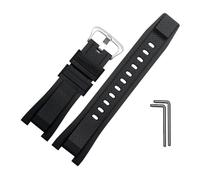 TVKSIPAR Cinturino Di Ricambio In Gomma Morbida For Casio, Adatto For G-SHOCK GST-B100/S300/410/210/W110/W100/S110/S100, Cinturino In Silicone Da Uomo, 26 * 14 Mm(Black-silver A)