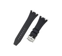 TVKSIPAR Cinturino for orologio in gomma siliconica da 27 mm 28 mm 30 mm adatto for AP Fit for Royal Fit for Oak Offshore Series cinturino for orologio da donna braccialetto da uomo morbido(Black-silv