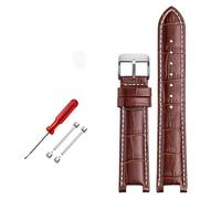 TVKSIPAR Cinturino for orologio in pelle adatto for cinturini for orologi Fit For GC da 22*13 mm e 20*11 mm, cinturino con tacche, cinturino for orologi da polso in vera pelle blu(Brown white pin,22-1