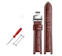 TVKSIPAR Cinturino for orologio in pelle adatto for cinturini for orologi Fit For GC da 22*13 mm e 20*11 mm, cinturino con tacche, cinturino for orologi da polso in vera pelle blu(Brown white hook,22-