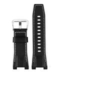 TVKSIPAR Cinturino For Orologio In Pelle Di Tela Da Uomo 26 Mm Adatto For Casio GST-B100 S130 W300GL 400G W330 GST-W120L S120 W130L S100 Series Watch Accessorie(Black white silver)