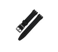 TVKSIPAR Cinturino for orologio in silicone adatto for Swatch, impermeabile, anti-sudore, morbido e confortevole, multicolore, in gomma, for uomo e donna, 17 mm, 19 mm(Black,17mm)