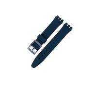 TVKSIPAR Cinturino for orologio in silicone adatto for Swatch, impermeabile, anti-sudore, morbido e confortevole, multicolore, in gomma, for uomo e donna, 17 mm, 19 mm(Dark Blue,19mm)