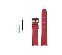 TVKSIPAR Cinturino In Gomma For Rolex, Adatto For Omega X, Adatto For Swatch, Adatto For Joint-Moon, Cinturino For Orologio Sportivo Impermeabile Da 20 Mm Con Estremità Curva.(Red BK buckle)