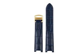 TVKSIPAR Cinturino in pelle for orologio adatto for la serie For Cartier For Pasha, cinturino speciale concavo for uomo e donna, nero e marrone, 21x15 mm, 20x12 mm, 18x10 mm.(Blue-gold,21mm-15mm)