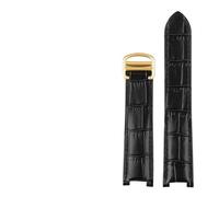 TVKSIPAR Cinturino in pelle for orologio adatto for la serie For Cartier For Pasha, cinturino speciale concavo for uomo e donna, nero e marrone, 21x15 mm, 20x12 mm, 18x10 mm.(Black-gold,21mm-15mm)