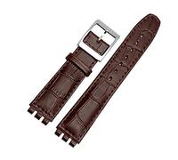 TVKSIPAR Cinturino in vera pelle adatto for cinturino For Swatch Cinturino da polso 17mm 19mm Cinturini blu rosso nero Cinturini for orologi da donna Accessori for cinturini(Brown silver buckle,17mm)