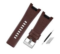 TVKSIPAR Misura For Diesel DZ1216 DZ1273 DZ4246 DZ4247DZ287 Cinturino For Orologio In Pelle Braccialetto 32mm Con Intaglio Cinturino For Orologio Da Uomo Cinturino(A Brown-silver)
