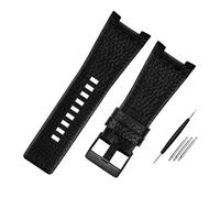 TVKSIPAR Misura For Diesel DZ1216 DZ1273 DZ4246 DZ4247DZ287 Cinturino For Orologio In Pelle Braccialetto 32mm Con Intaglio Cinturino For Orologio Da Uomo Cinturino(A black-black)