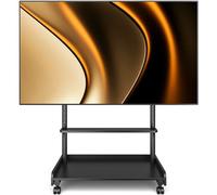TVON Supporto TV con Ruote Porta TV da Terra Per Schermi Plasma/LCD/LED 40-86 Pollici, Regolabile in Altezza Supporto TV da Pavimento con Legno Base Fino a 68kg Max VESA 600x400mm