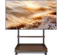 TVON Supporto TV con Ruote Porta TV da Terra Per Schermi Plasma/LCD/LED 40-86 Pollici, Regolabile in Altezza Supporto TV da Pavimento con Legno Base Fino a 68kg Max VESA 600x400mm