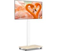 TVON Supporto TV da Pavimento Per TV da 32-65 Pollici LCD/LED/Plasma, Regolabile in Altezza Porta TV con Ruote Girevole Porta TV da Terra Fino a 40kg, Max.VESA 400x400mm, Bianco