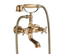 TVTIUO Rubinetto Vasca Da Bagno con Doccetta,Miscelatore Vasca da Bagno con Tubo Doccia da 1,5 m per Bagno,Antico Vintage Rubinetto a Parete per Doccia Set Doccia,Ottone