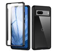 TVVTPU Cover per Google Pixel 8A, Custodia 360 Gradi Antiurto con Protezione dello Schermo Integrata, Doppia Faccia Trasparente Rugged Fronte Retro Full Protettiva Case, Nero