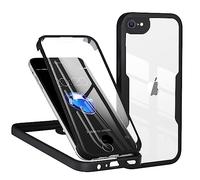 TVVTPU Cover per iPhone 8/7/ SE 2020/2022, 360 Gradi Antiurto Custodia con Protezione dello Schermo Integrata e Protezione Fotocamera, Trasparente Rugged TPU Bumper Doppia Protettiva Case, Nero