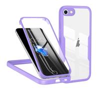 TVVTPU Cover per iPhone 8/7/ SE 2020/2022, 360 Gradi Antiurto Custodia con Protezione dello Schermo Integrata e Protezione Fotocamera, Trasparente Rugged TPU Bumper Doppia Protettiva Case, Viola