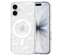 TVVTPU Cover Trasparente per iPhone 17 Compatibile con MagSafe, Custodia Magnetica con Motivo a Fiocco Silicone TPU Bumper Protezione Antiurto per Ragazze Donna Case, Bianco