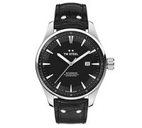 TW Steel ACE Aternus Mens 45mm Automatic Watch with black Dial Black Leather Strap, and date Calendar ACE321