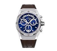 TW Steel ACE Genesis Mens 44mm Quartz Watch with Blue Dial Brown Leather on Rubber Strap, and Day/Date Calendar ACE111