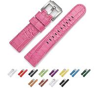 TW Steel Marc Coblen - Cinturino per orologio, in pelle, 22 mm, con fibbia in acciaio, Coccodrillo rosa., Cinghia