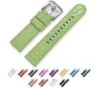 TW Steel Marc Coblen - Cinturino per orologio, in pelle, 22 mm, con fibbia in acciaio, Verde chiaro coccodrillo, Cinghia