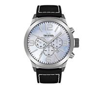 TW Steel Marc Coblen Edition Chrono con cinturino in pelle e data, in acciaio inox, 45 mm, Madreperla blu/nero, cinghia