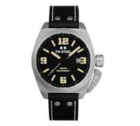 TW Steel Swiss Canteen Mens 42mm Quartz Watch with 3-Hands Movement and Black Leather Strap