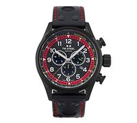 TW Steel Swiss Volante Mens 48mm Quartz Watch with Black Dial Black Leather Strap, and Date Calendar SVS303