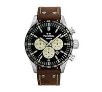 TW Steel Volante Mens 48mm Quartz Chronograph Watch with Brown Leather Strap
