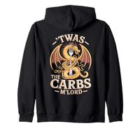 'TWAS The Carbs M'Lord Funny Fantasy Dragon Pasta Lover Felpa con Cappuccio