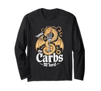 'TWAS The Carbs M'Lord Funny Fantasy Dragon Pasta Lover Maglia a Manica