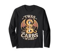 'TWAS The Carbs M'Lord Funny Fantasy Dragon Pasta Lover Maglia a Manica