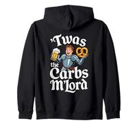 'TWAS The Carbs M'Lord Funny German Food Beer Pretzel Felpa con Cappuccio
