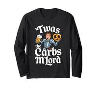 'TWAS The Carbs M'Lord Funny German Food Beer Pretzel Maglia a Manica
