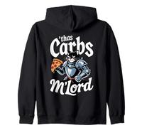 'TWAS The Carbs M'Lord Funny Pizza Cat Knight Felpa con Cappuccio