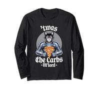 'TWAS The Carbs M'Lord Funny Pizza Cat Knight Maglia a Manica
