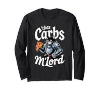 'TWAS The Carbs M'Lord Funny Pizza Cat Knight Maglia a Manica