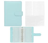 Twavang - 15 tasche per raccoglitore formato A6 con copertina in pelle PU, ricaricabile, 6 anelli rotondi, per organizzatore, raccoglitore di bilancio, raccoglitore di risparmio (blu)