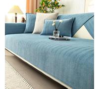 Twaynorb Funny Fuzzy Sofa Cover, Herringbone Chenille Fabric Furniture Protector Non Slip Sofa Cover 1 2 3 Seater (Lake Blue,90 * 120cm)