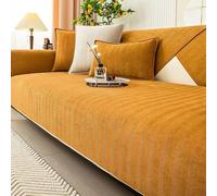 Twaynorb Funny Fuzzy Sofa Cover, Herringbone Chenille Fabric Furniture Protector Non Slip Sofa Cover 1 2 3 Seater (Khaki,110 * 210cm)