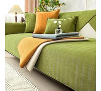 Twaynorb Funny Fuzzy Sofa Cover, Herringbone Chenille Fabric Furniture Protector Non Slip Sofa Cover 1 2 3 Seater (Green,90 * 180cm)