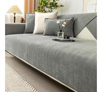 Twaynorb Sofa Cover, Herringbone Chenille Fabric Furniture Protector Non Slip Sofa Cover 1 2 3 Seater (Grey,90 * 210cm)