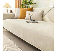Twaynorb Sofa Cover, Herringbone Chenille Fabric Furniture Protector Non Slip Sofa Cover 1 2 3 Seater (Beige,90 * 240cm)