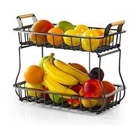 TWBEST Alzatina Portafrutta,Cesto per frutta,Portafrutta Alzatina a 2 piani per avere più spazio sul piano di lavoro,mantiene frutta e verdura fresca,adatto per snack,verdure, pane